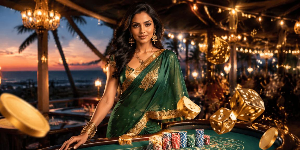 Young Indian woman having fun playing dice game