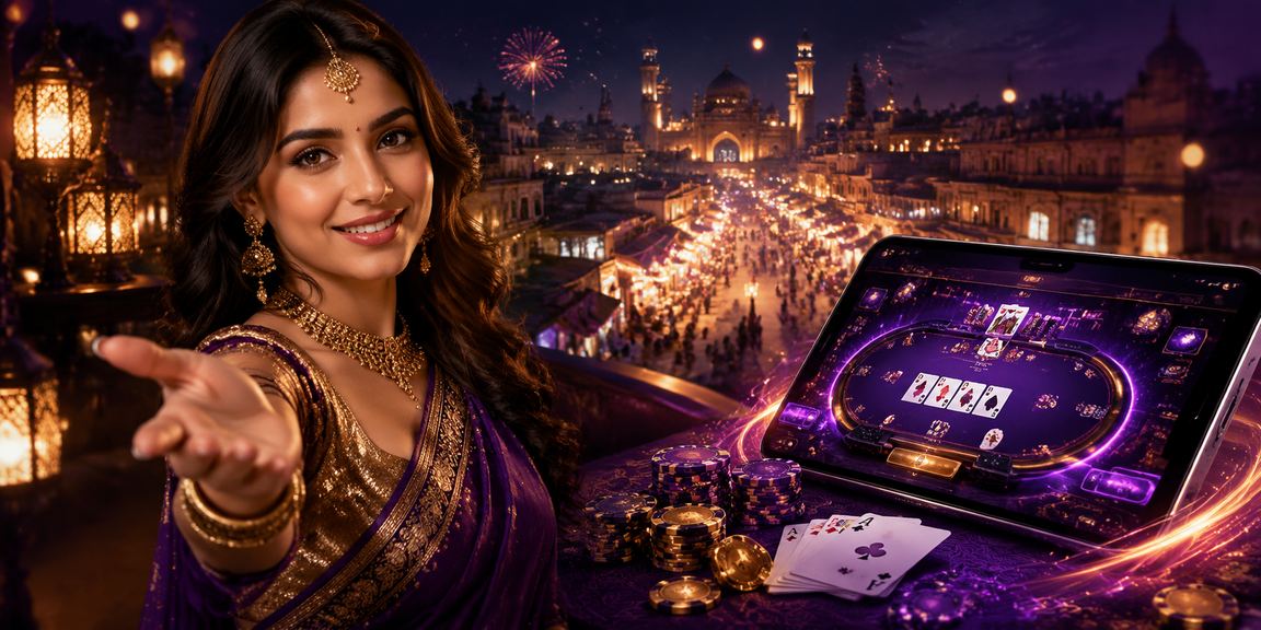 Indian woman enjoying VIP poker and casino experience on mobile device